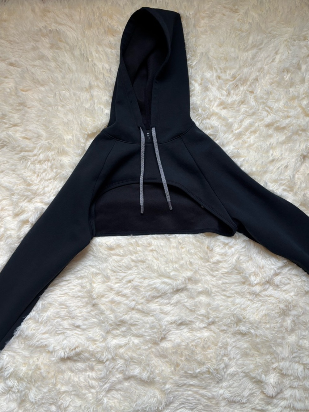 Nike Dri-Fit Cropped Hoodie Black Small Womens Pullover Activewear